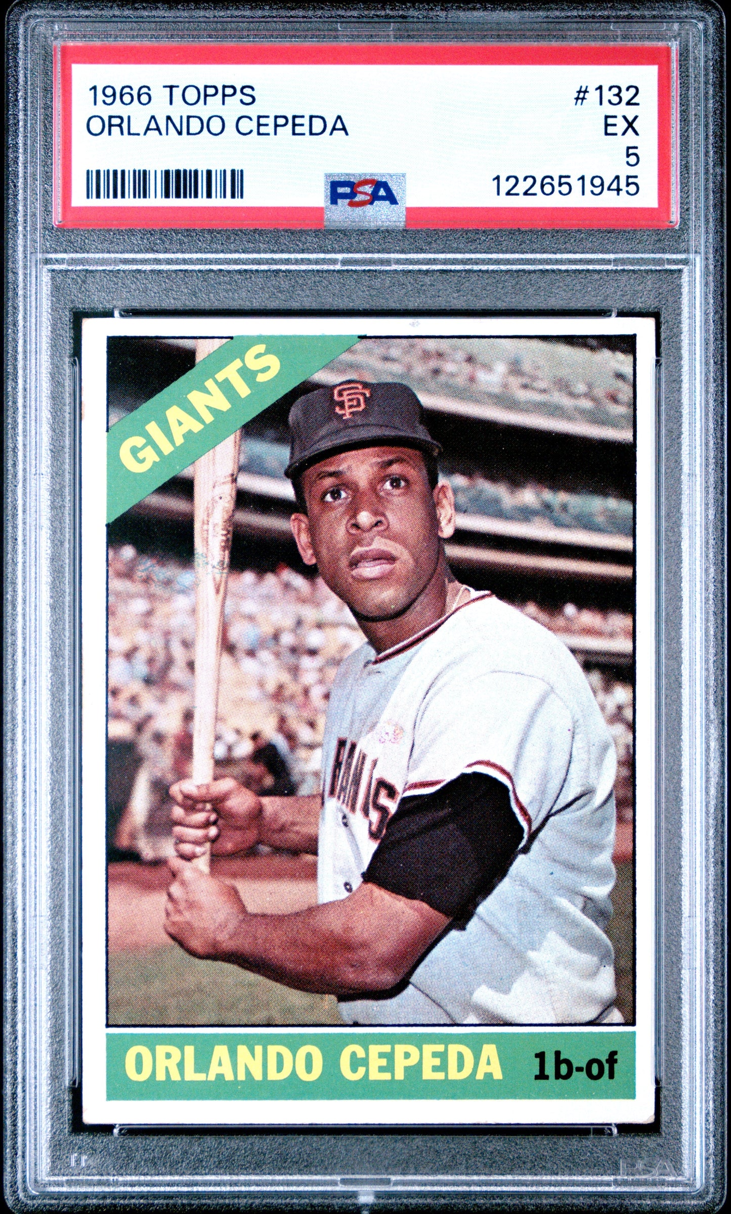 Graded 1966 Topps Orlando Cepeda #132 Baseball Card PSA 5 Excellent
