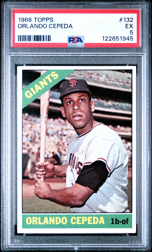 Graded 1966 Topps Orlando Cepeda #132 Baseball Card PSA 5 Excellent