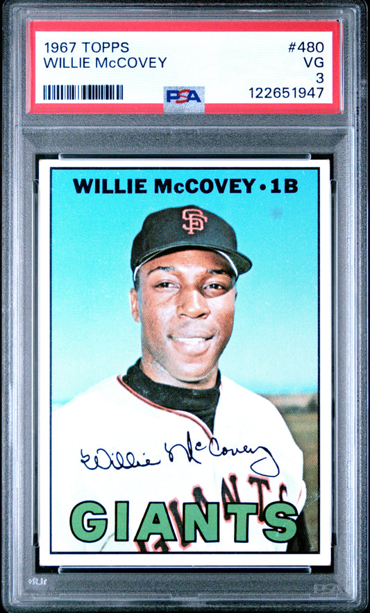 Graded 1967 Topps Willie McCovey #480 Baseball Card PSA 3 Very Good