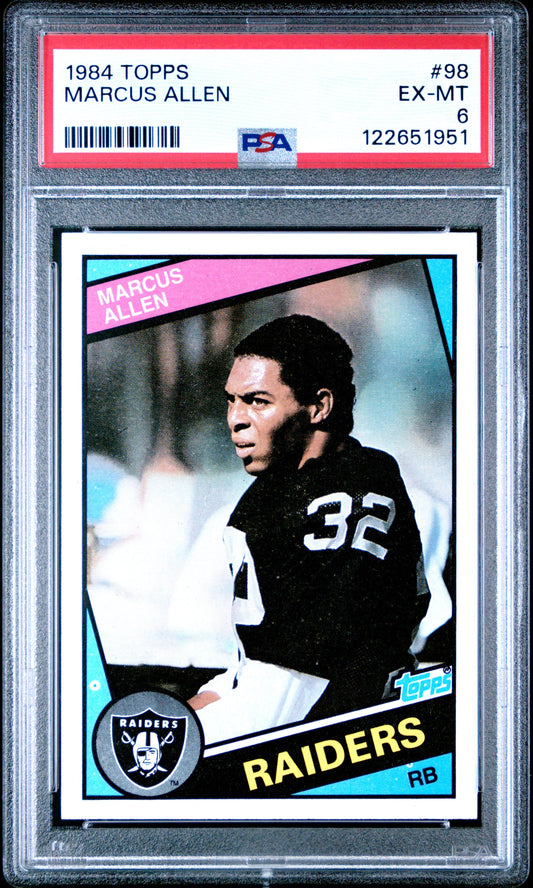 Graded 1984 Topps Marcus Allen #98 Football Card PSA 6 Excellent