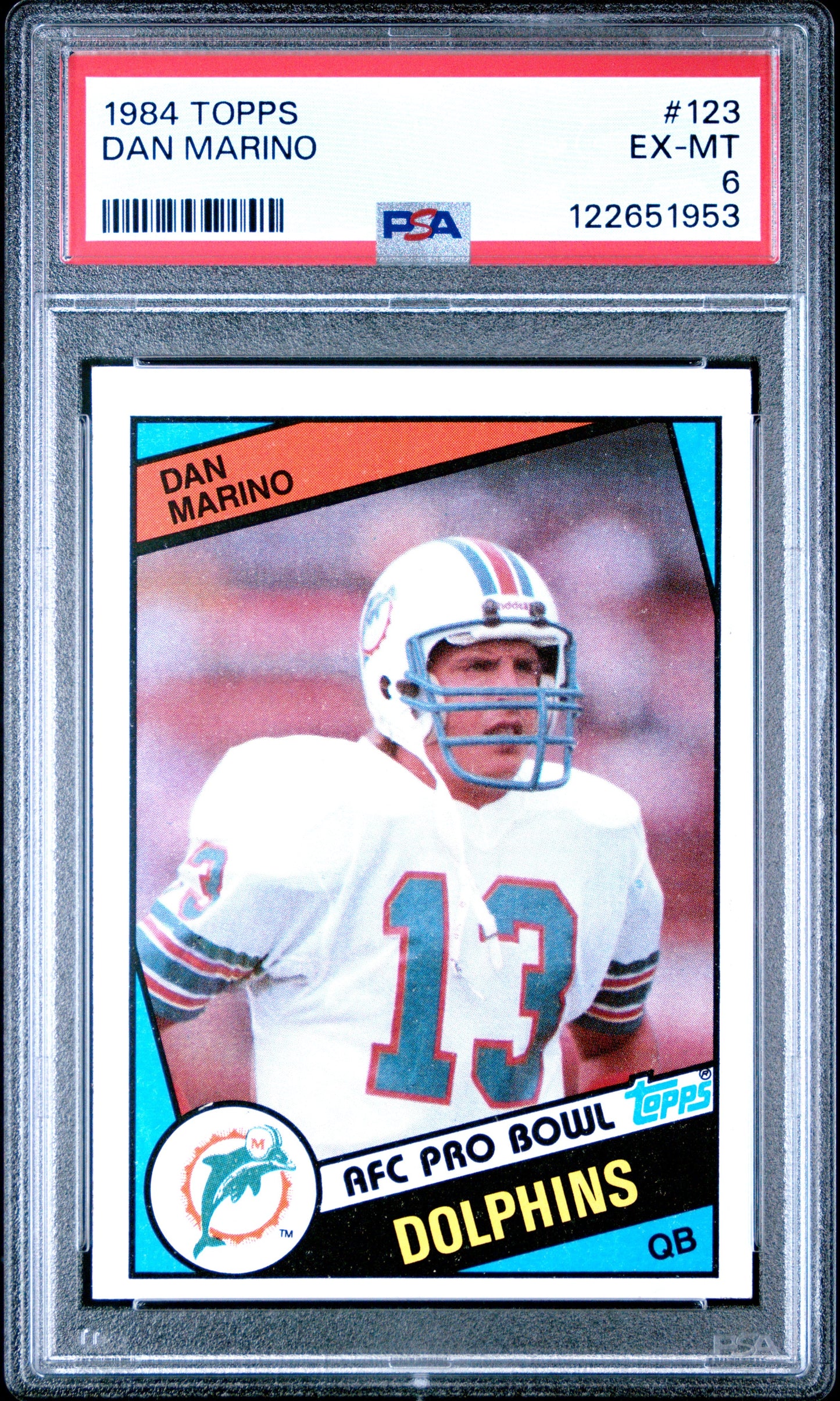 Graded 1984 Topps Dan Marino #123 Rookie RC Football Card PSA 6 Excellent