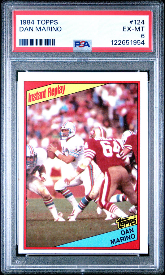 Graded 1984 Topps Dan Marino #124 Football Card PSA 6 Excellent