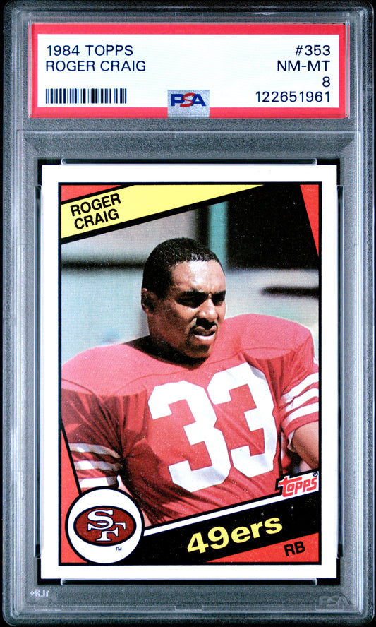 Graded 1984 Topps Roger Craig #353 Rookie RC Football Card PSA 8 Near Mint