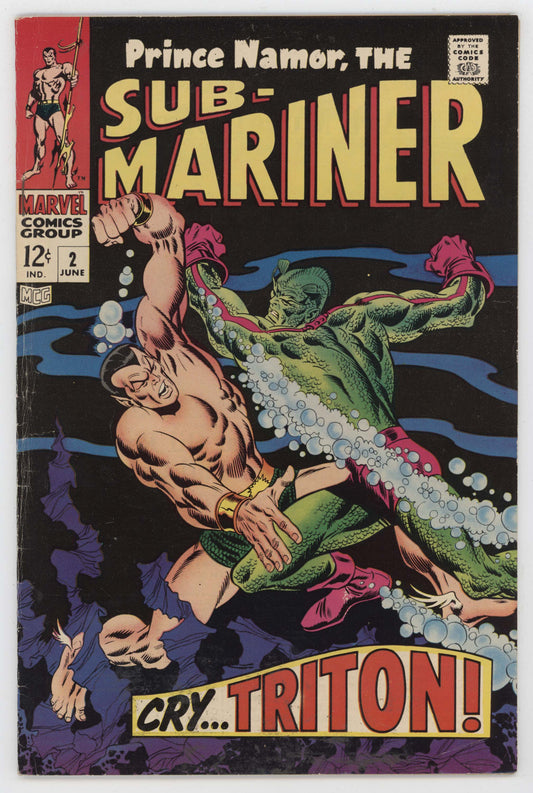 Sub-Mariner 2 Marvel 1968 FN VF John Buscema Roy Thomas Inhumans Triton Namor