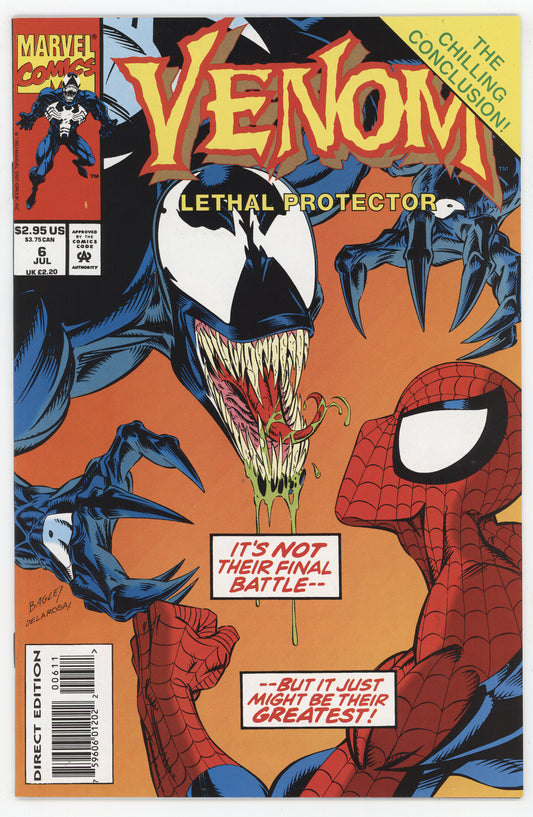 Venom Lethal Protector 6 Marvel 1993 NM Mark Bagley Spider-Man