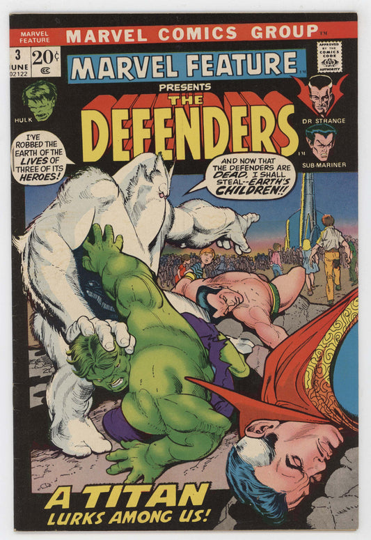 Marvel Feature 3 1972 VF Gil Kane Defenders Hulk Namor Doctor Strange