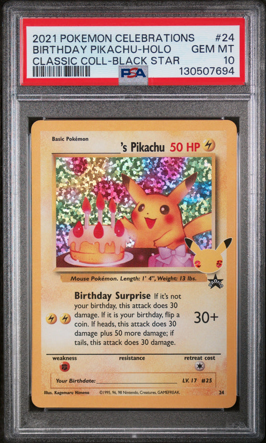 2021 Pokemon Celebrations Black Star Birthday Pikachu-Holo 10 PSA #24