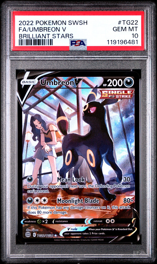 2022 Sword & Shield Brilliant Stars Brilliant Stars Umbreon V 10 PSA #TG22