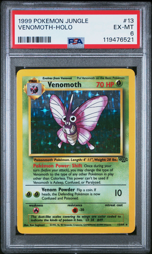 Venomoth-Holo 1999 Pokemon Jungle 6 PSA #13
