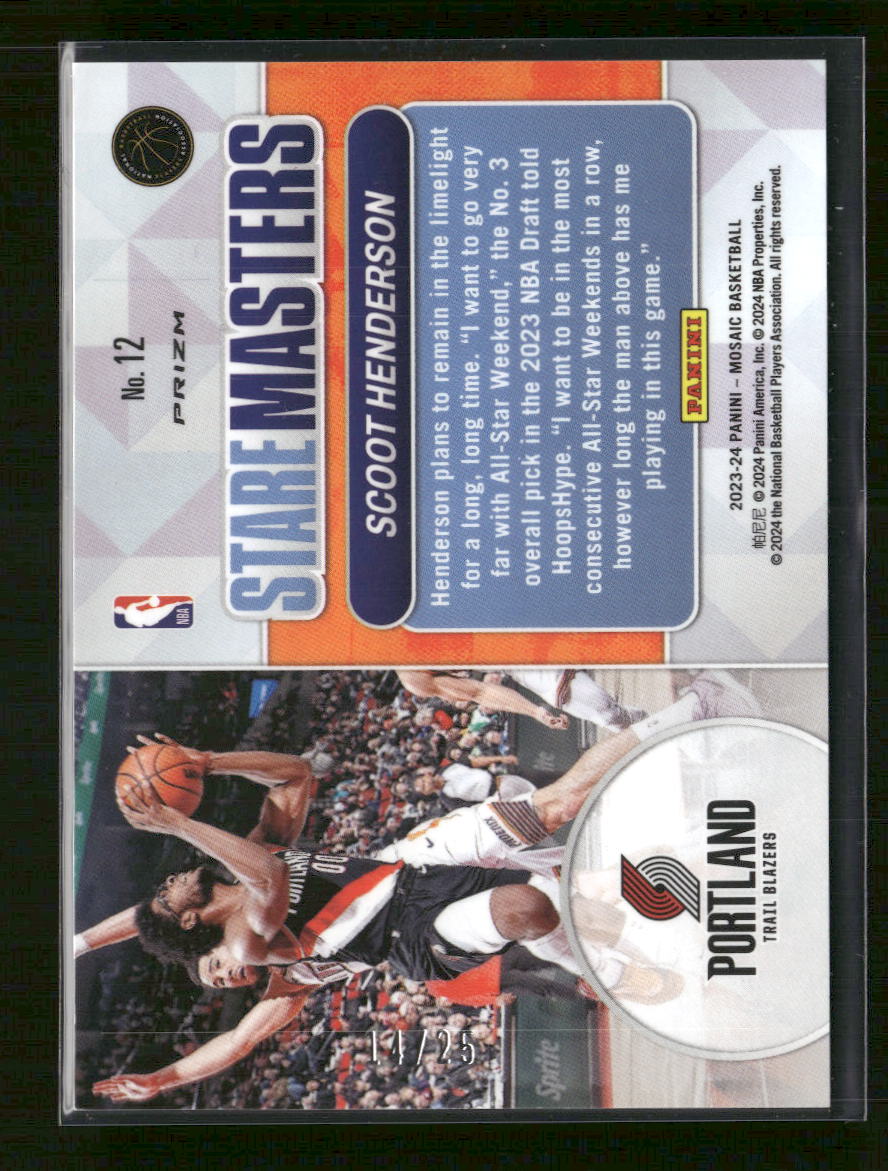 2023-24 Panini Mosaic Stare Masters Mosaic White Scoot Henderson #/25 #12
