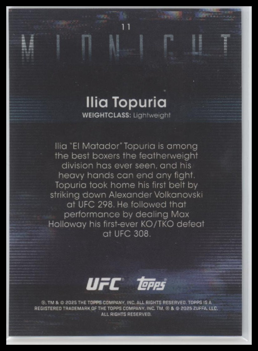 2025 Topps Midnight UFC Ilia Topuria #11