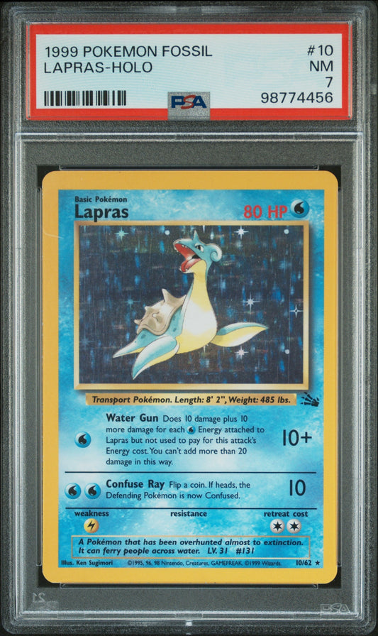 1999 Pokemon Fossil Lapras-Holo 7 PSA #10