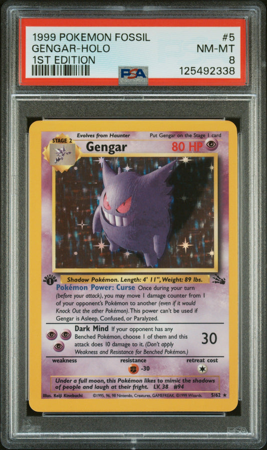 1999 Pokemon Fossil 1st Edition Gengar-Holo 8 PSA #5
