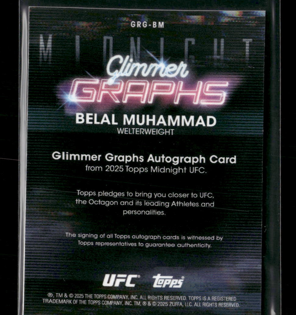 2025 Topps Midnight UFC Glimmer Graphs #/99 Belal Muhammad Auto #GRG-BM