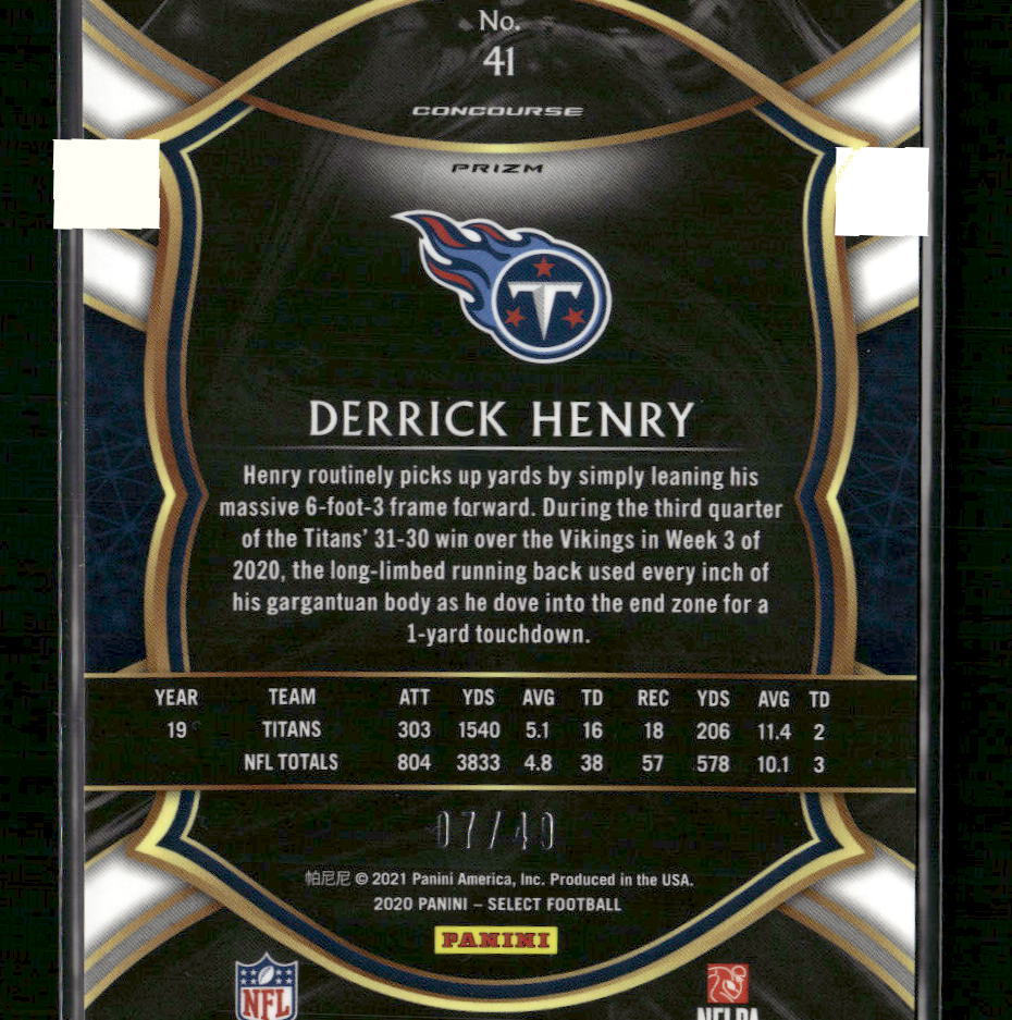 2020 Panini Select Orange Prizm Derrick Henry #/49 #41