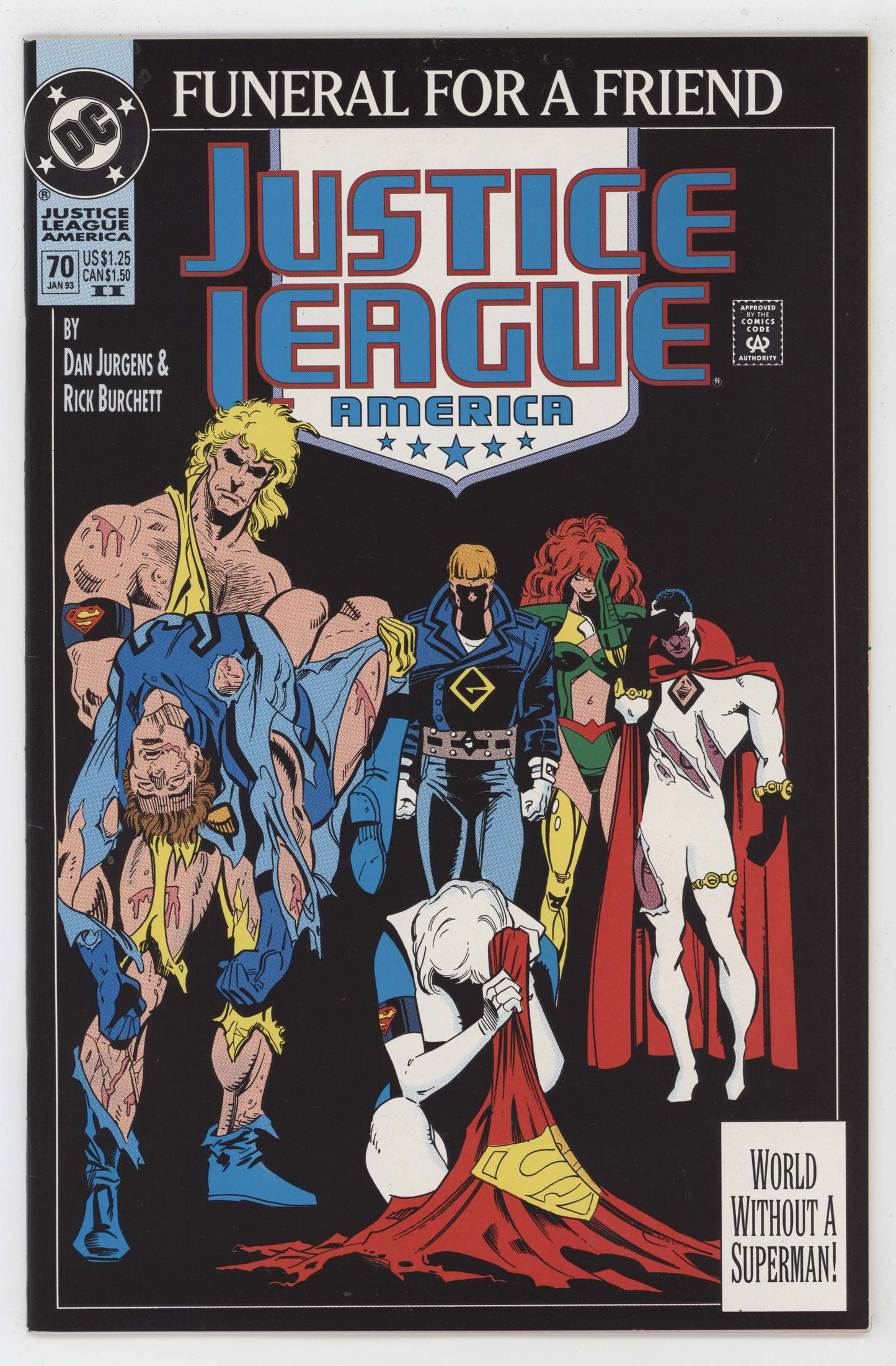 Justice League America 70 DC 1992 NM 2nd Print Death Superman Funeral