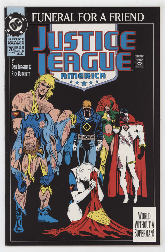 Justice League America 70 DC 1992 NM 2nd Print Death Superman Funeral