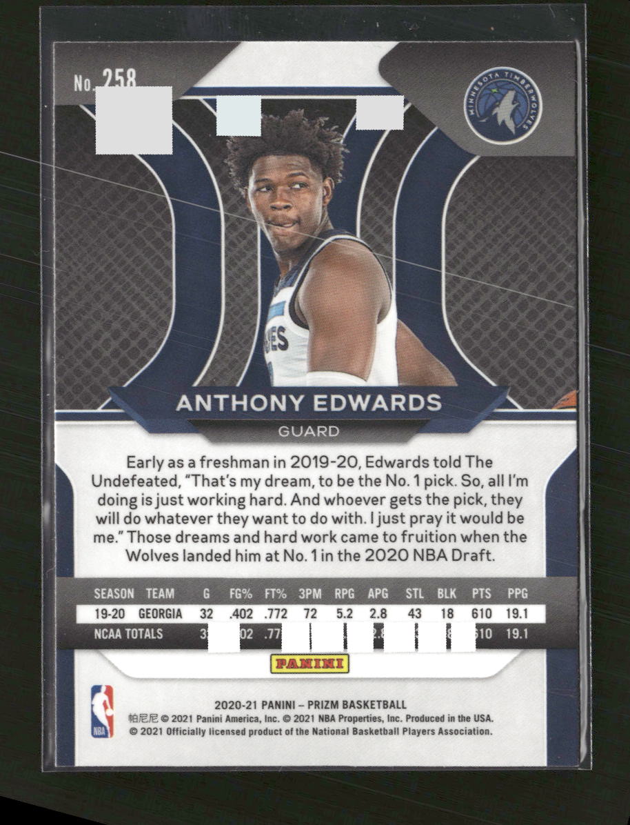 2020-21 Panini Prizm Anthony Edwards Rookie #258