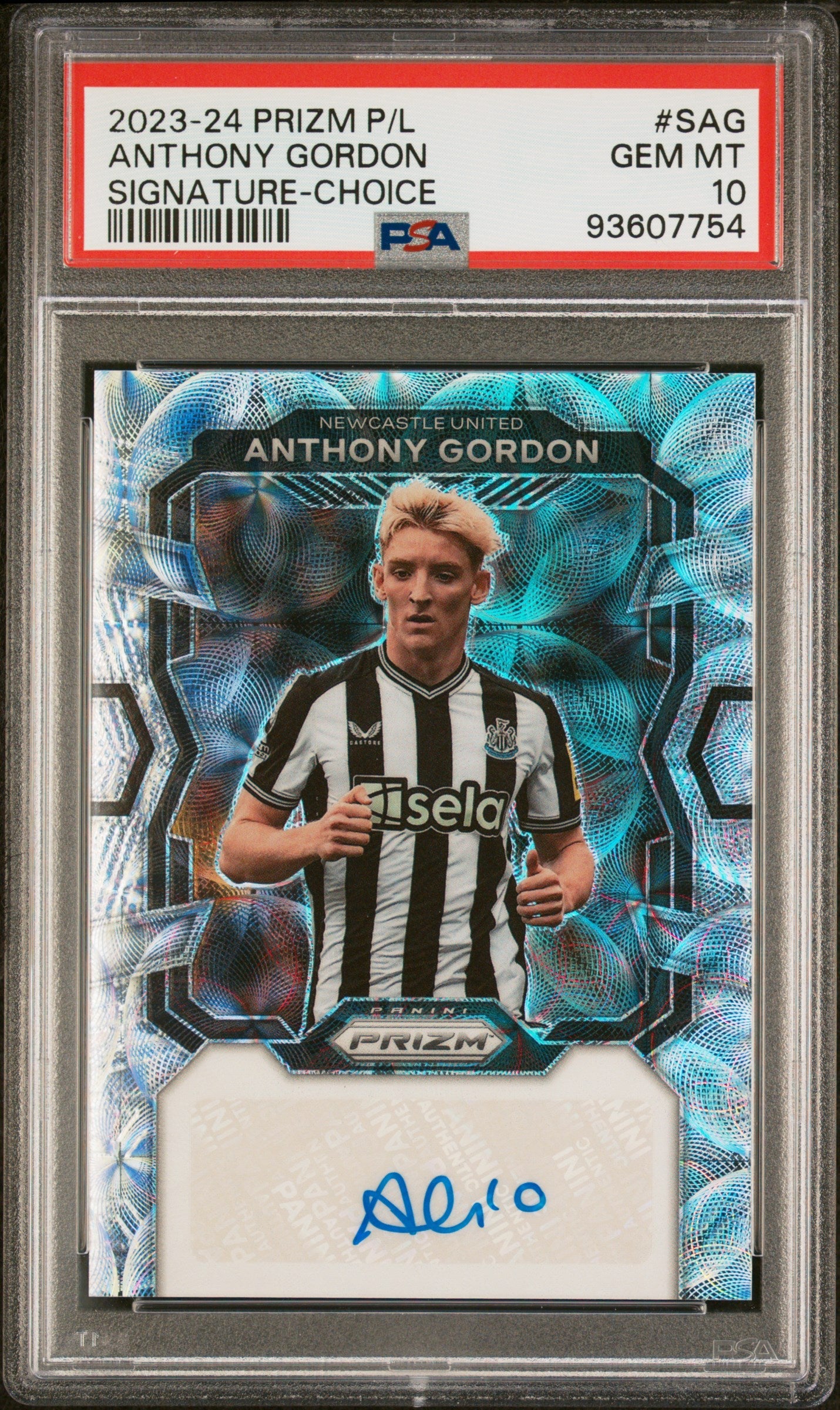 2023-24 Panini Prizm Premier League Signatures Anthony Gordon 10 PSA #SAG