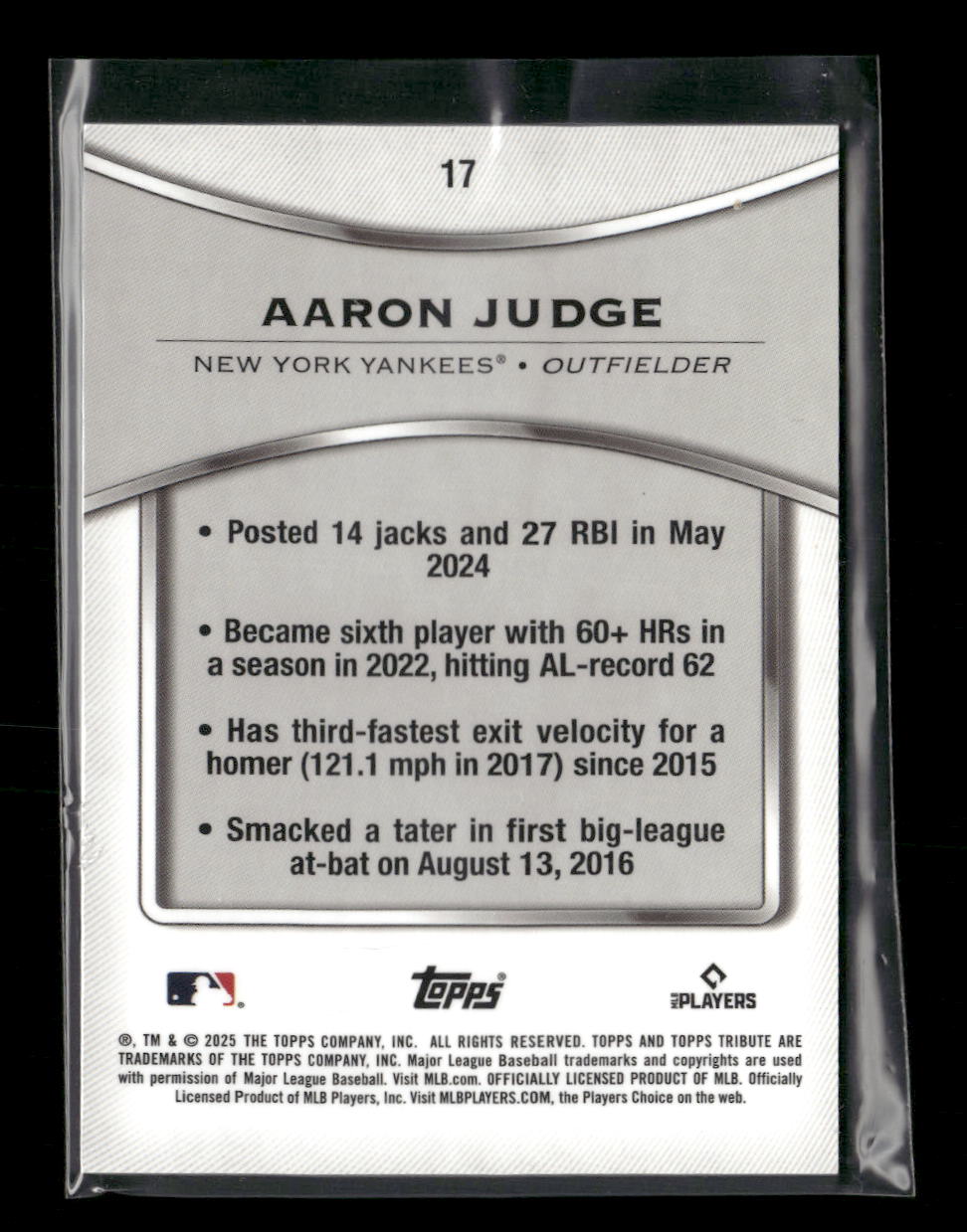 2025 Topps Tribute Green Aaron Judge #/99 #17