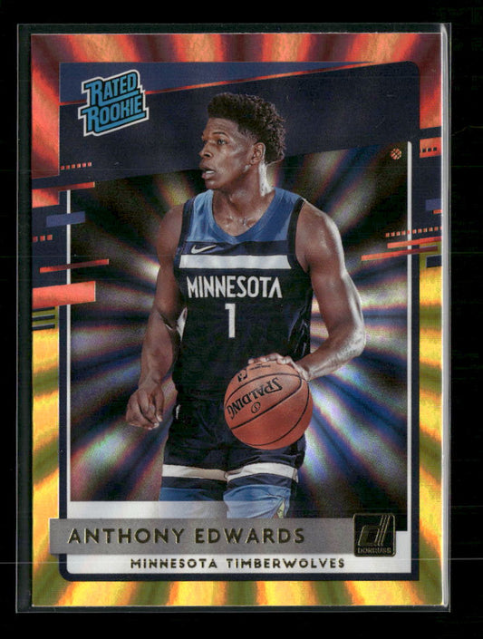 2020-21 Donruss Holo Red and Gold Laser Anthony Edwards Rookie #201