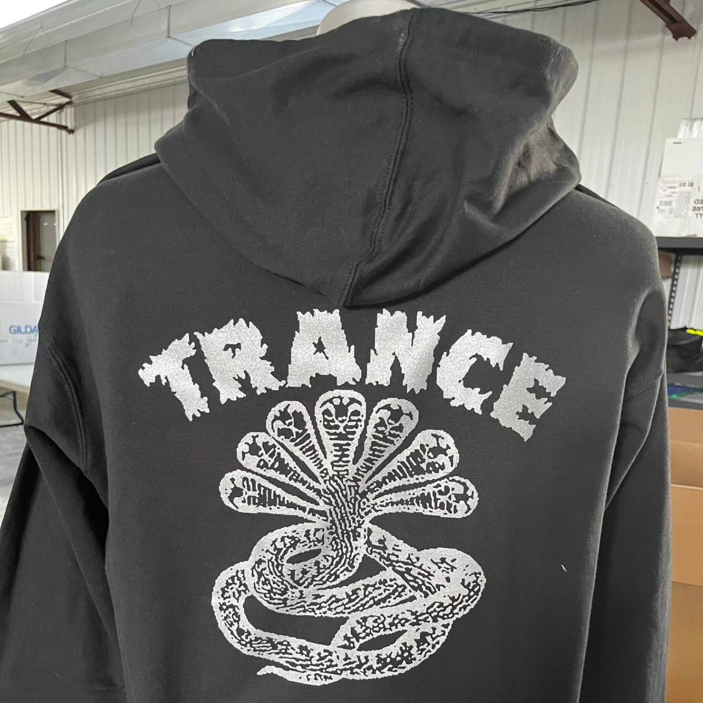 Trance Syndicate "Logo" Silver Ink Zip-Up Hooded Sweatshirt