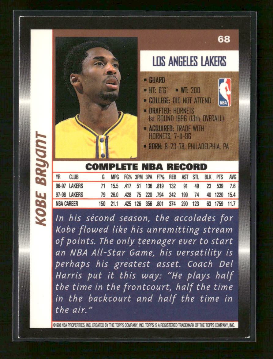 1998-99 Topps Kobe Bryant #68