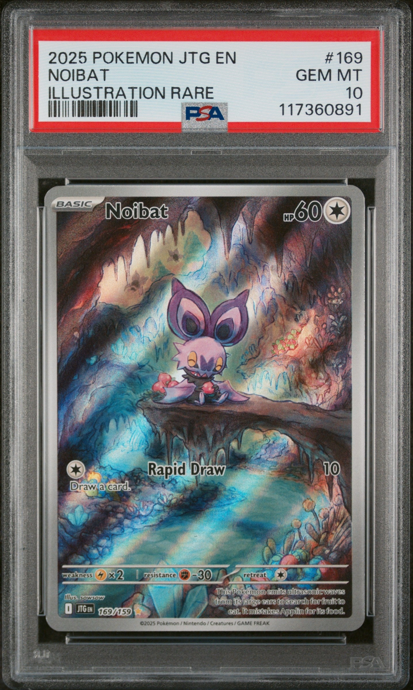 2025 Pokemon Jtg En-Journey Together Illustration Rare Noibat 10 PSA #169