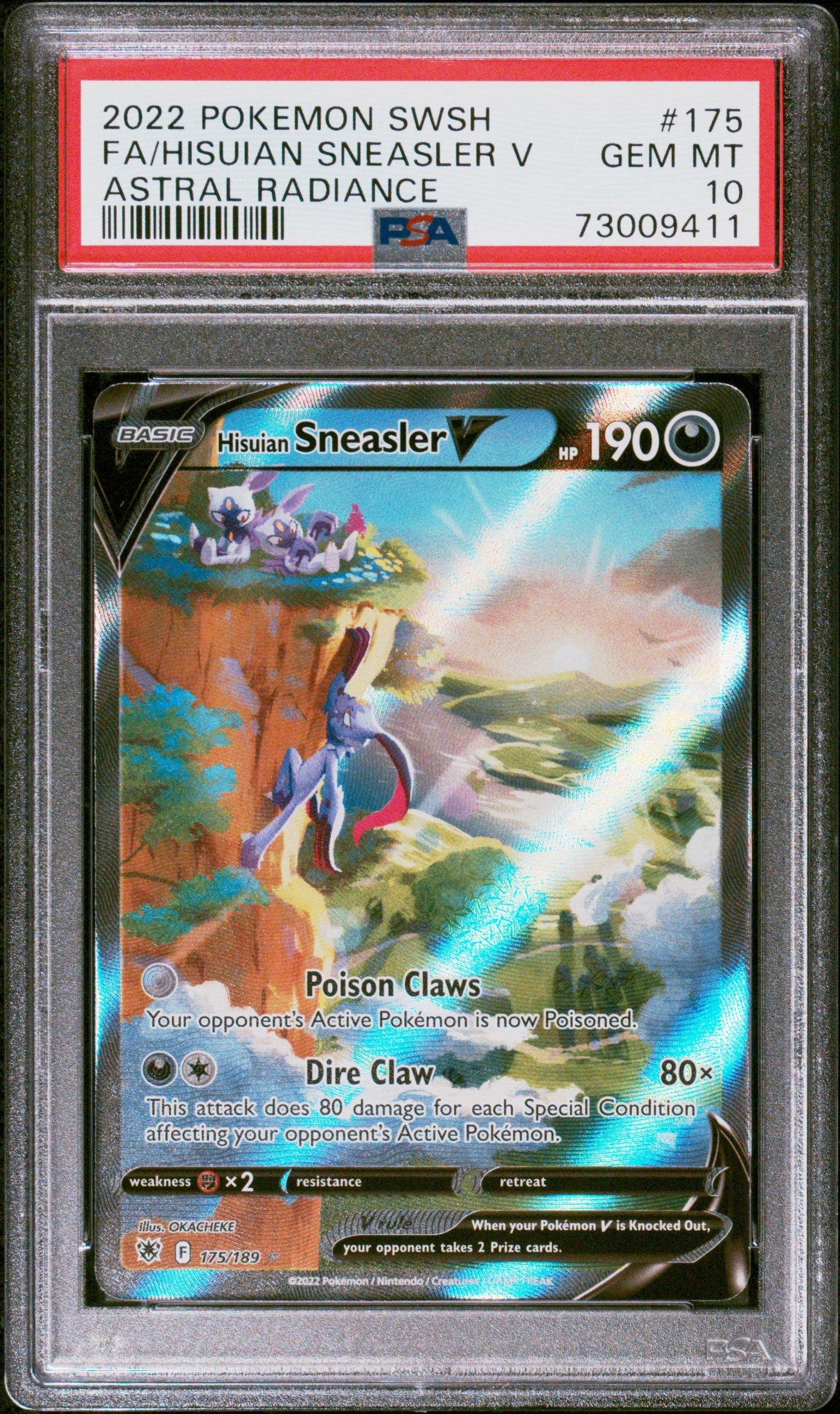 2022 Pokemon Sword & Shield Astral Radiance Fa/Hisuian Sneasler V 10 PSA #175