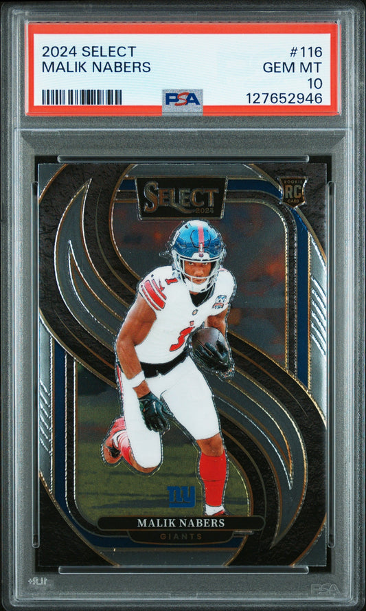 Graded 2024 Panini Select Malik Nabers #116 Rookie RC Football Card PSA 10 Gem Mint