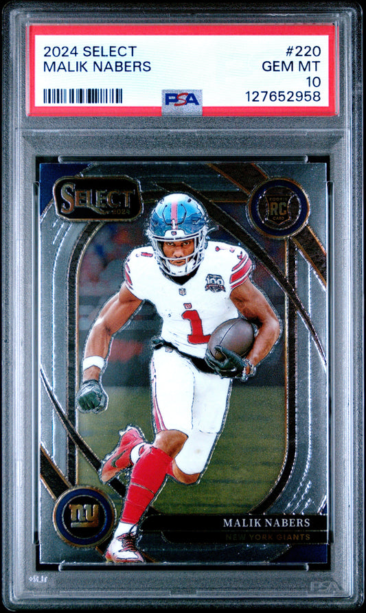 Graded 2024 Panini Select Malik Nabers #220 Rookie RC Football Card PSA 10 Gem Mint