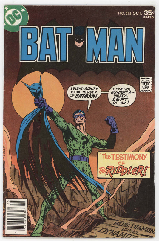 Batman 292 DC 1977 FN VF Jim Aparo Riddler Two-Face Who Killed
