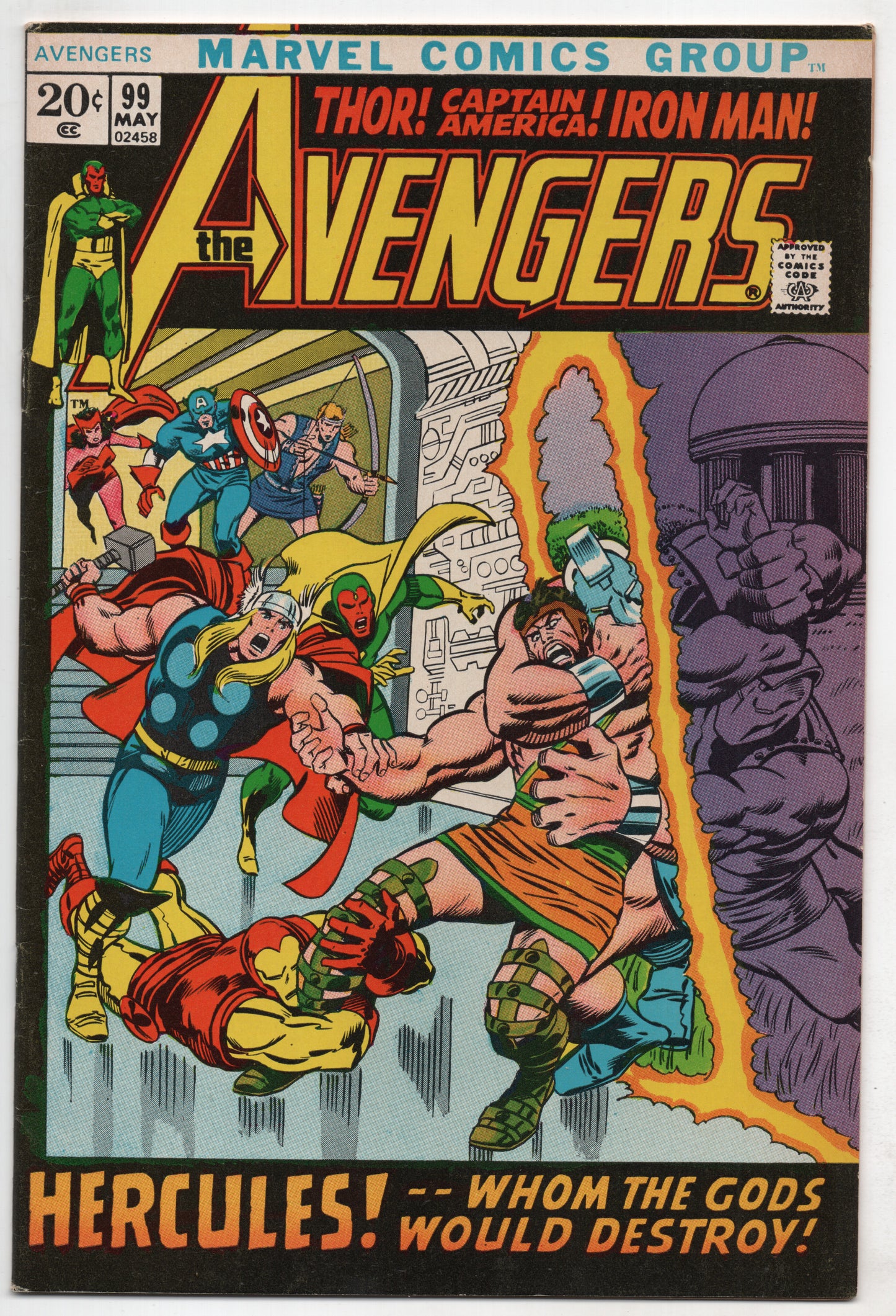Avengers 99 Marvel 1972 VF Captain America Iron Man Thor Scarlet Witch