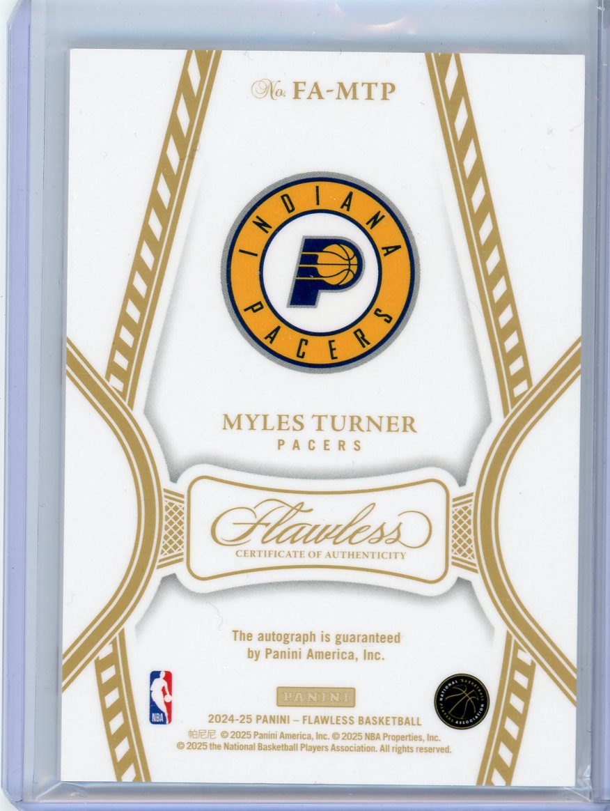 2024-25 Panini Flawless Flawless Autographs Ruby Myles Turner #/15 Auto #FA-MTP