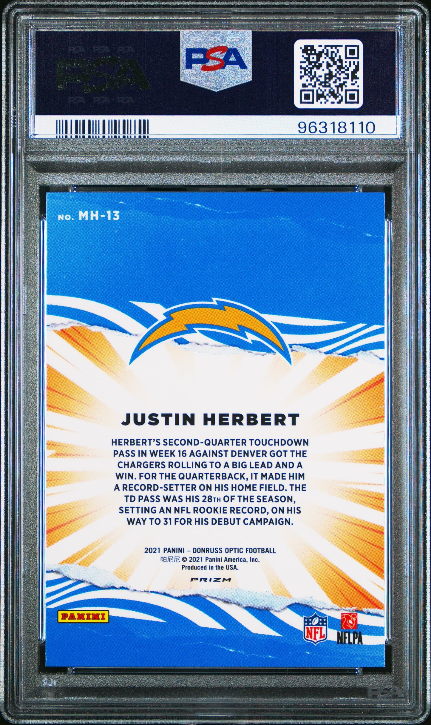 2021 Panini Donruss Optic My House! My House! Justin Herbert 9 PSA #MH13