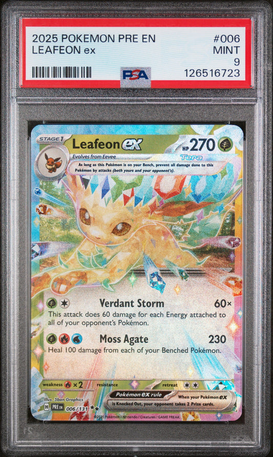 2025 Pokemon Pre En-Prismatic Evolutions Leafeon Ex 9 PSA #006