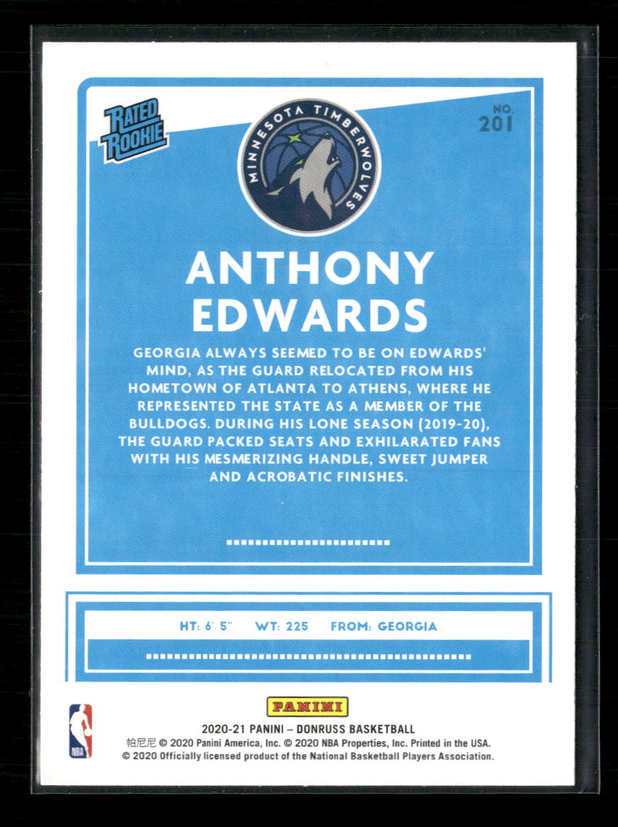 2020-21 Donruss Yellow Flood Anthony Edwards Rookie #201