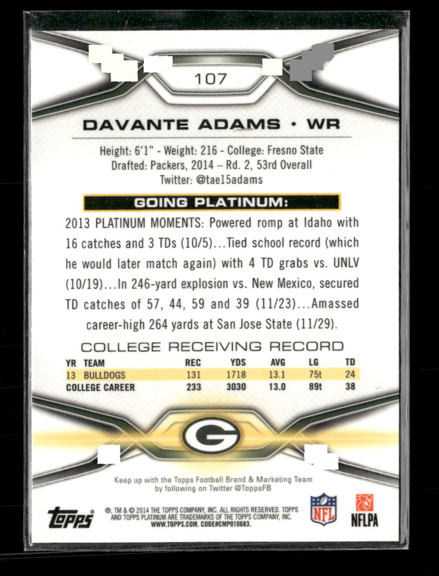 2014 Topps Platinum Xfractors Davante Adams Rookie #107