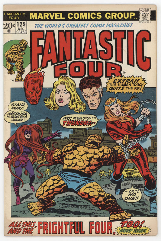 Fantastic Four 129 Marvel 1972 VG FN John Buscema 1st Thundra Frightful Four