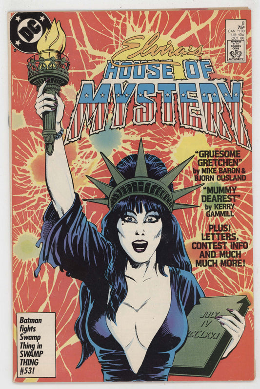 Elvira's House Of Mystery 8 DC 1986 FN VF GGA Statue Of Liberty Cassandra Peterson