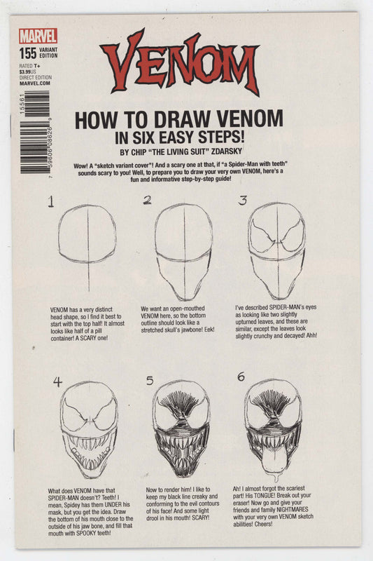 Venom 155 Marvel 2017 NM- 9.2 How To Draw Chip Zdarsky