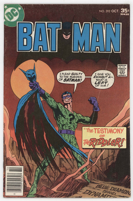 Batman 292 DC 1977 FN Jim Aparo Riddler Two-Face Who Killed