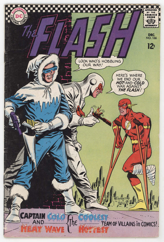 Flash 166 DC 1966 GD VG Carmine Infantino Captain Cold Heat Wave Crutches