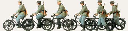 Preiser 16596 HO Scale German Army WWII Unpainted Bicycle Unit