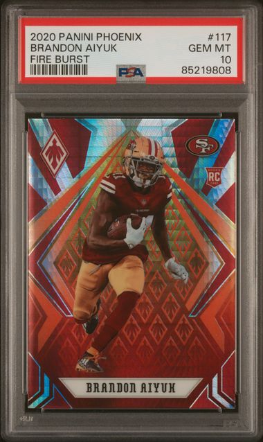Graded 2020 Panini Phoenix Brandon Aiyuk #117 Fire Burst Rookie RC Football Card PSA 10 Gem Mint