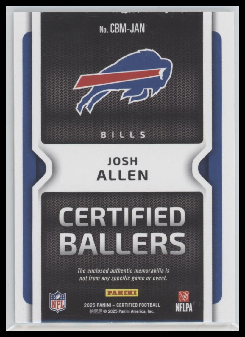 2025 Panini Certified Certified Ballers Patch #/249 Josh Allen #CBM-JAN