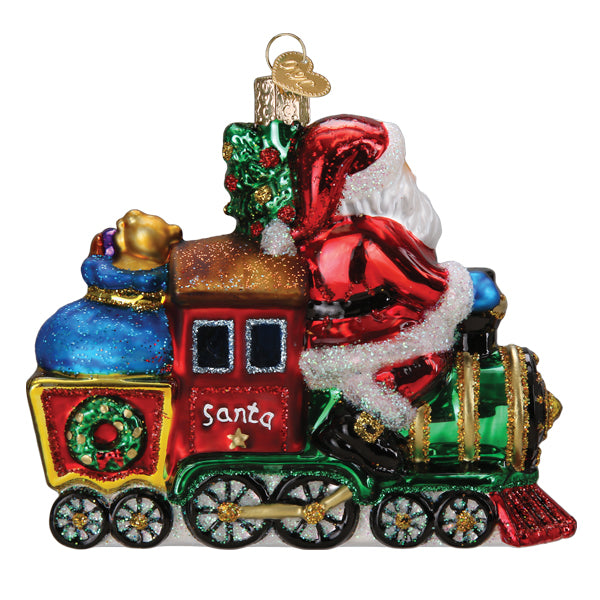 Santa On Locomotive Ornament