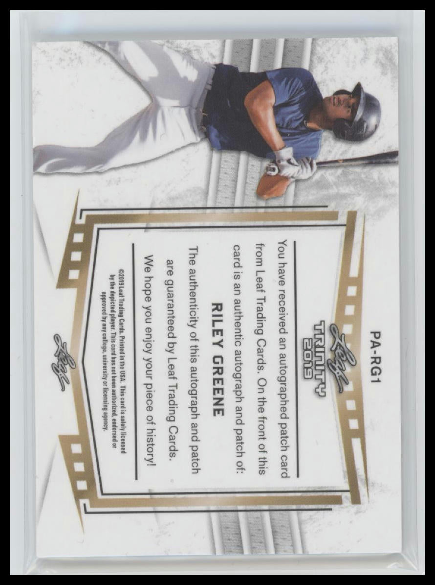 2019 Leaf Trinity - Patch Autographs Riley Greene Auto #PA-RG1
