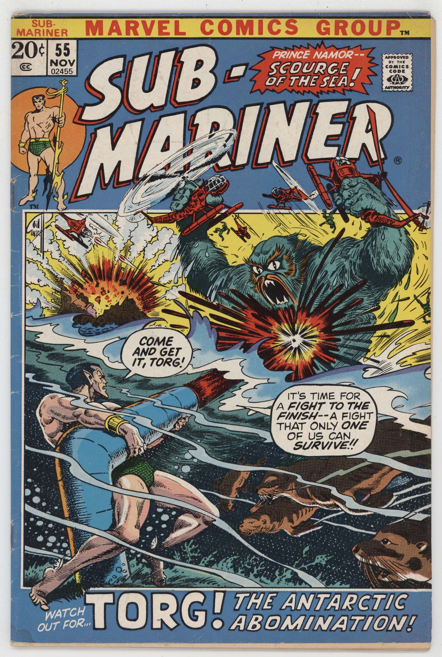 Sub-Mariner 55 Marvel 1972 VG FN Bill Everett Namor Torg