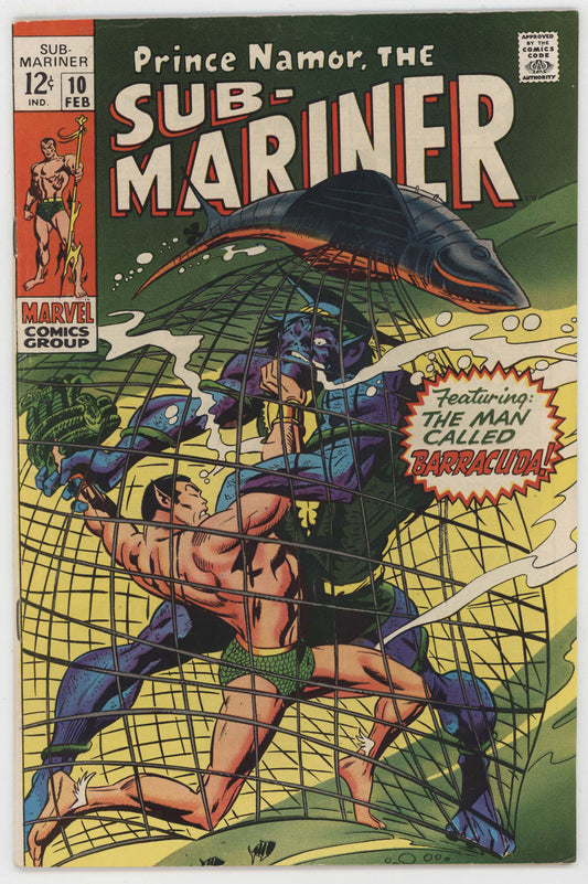 Sub-Mariner 10 Marvel 1969 VF Gene Colan Roy Thomas 1st Karthon Namor